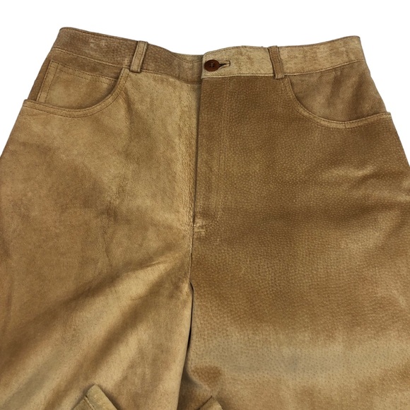 Vintage Peruvian Connection Camel Tan Leather Pants Size 10 - Picture 2 of 5